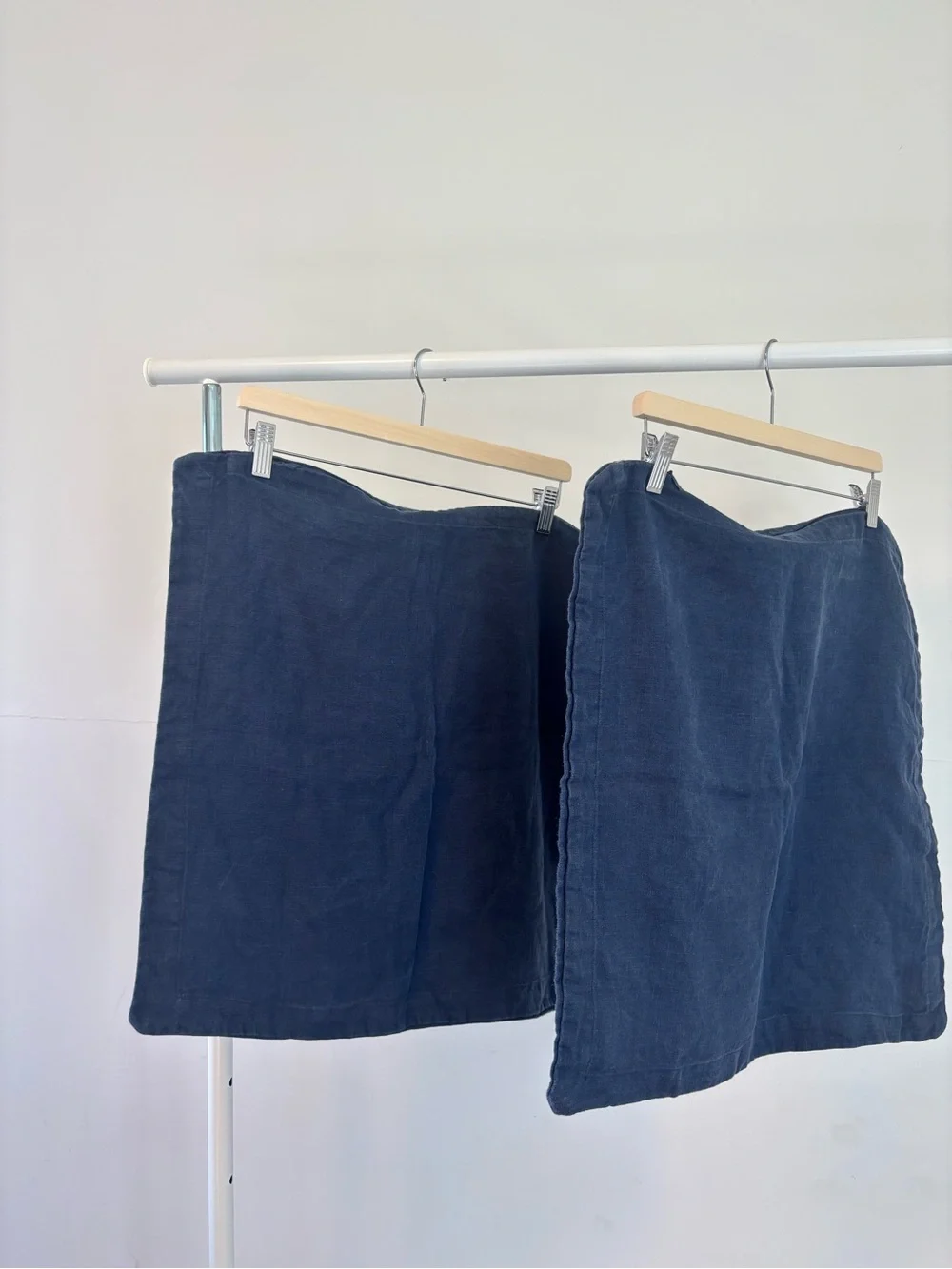 Pottery Barn Navy Pillow Covers | 100% Linen | 22 x 22 | natural fiber home